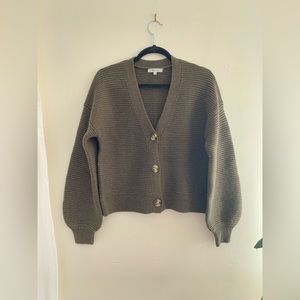 Madewell olive green cropped cardigan size small